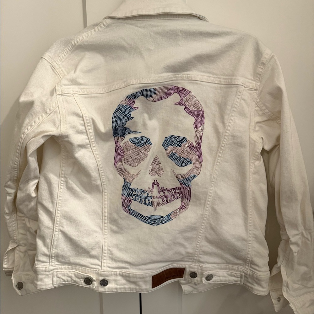 Zadig & Voltaire White Jean Jacket with Skull Design